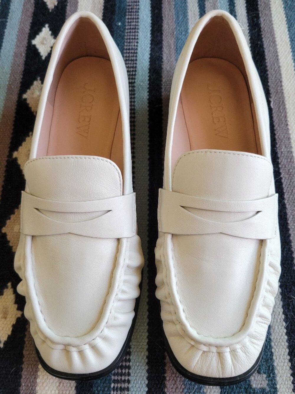EUC! J. Crew White Leather Maison ruched loafers size 7 - Picture 6 of 11
